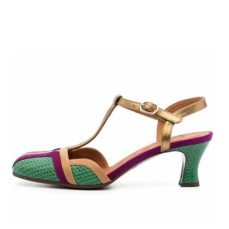 Dilalula 2025 Summer French Style T-Strap Genuine Leather Sandals Women Covered Toe High Heels Mixed Color Party Dating Sandals