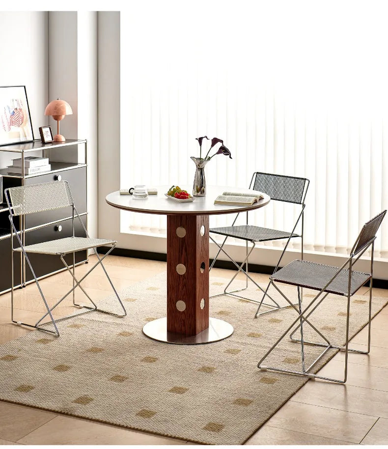 Korean Iron Dining Chair with Backrest Modern Minimalist Stackable Chair for Kitchen Designer Creative Metal Seat for Restaurant
