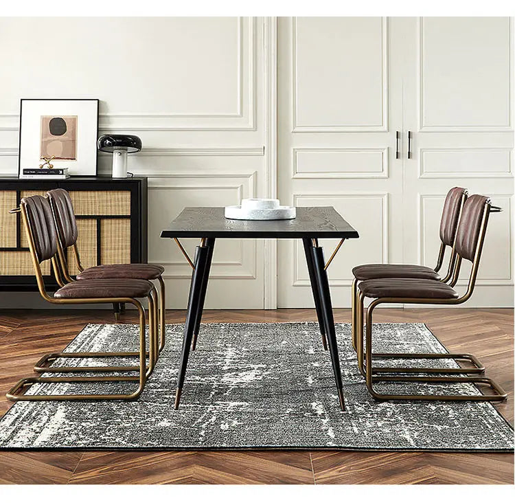 Mid-century Dining Chair Retro Iron Frame Armchair Postmodern Luxury Backrest Leisure Seat for Household Dining Room Furniture
