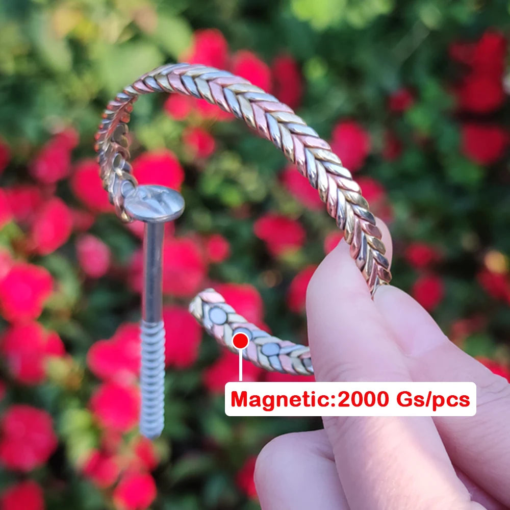 Vinterly Twisted Copper Magnetic Bracelets Arthritis Energy Rose Magnet Bangles Benefits Adjustable Open Cuff Jewelry for Women