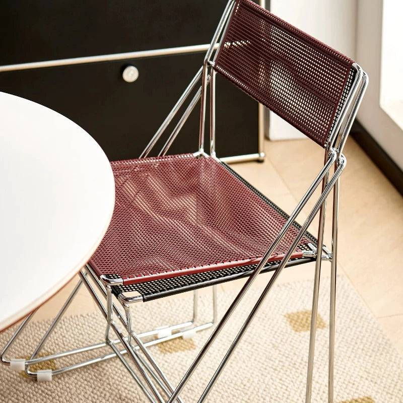 Korean Iron Dining Chair with Backrest Modern Minimalist Stackable Chair for Kitchen Designer Creative Metal Seat for Restaurant