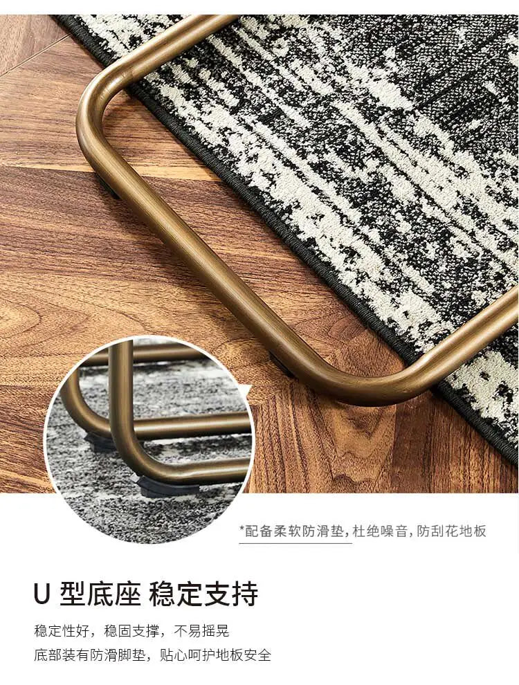 Mid-century Dining Chair Retro Iron Frame Armchair Postmodern Luxury Backrest Leisure Seat for Household Dining Room Furniture