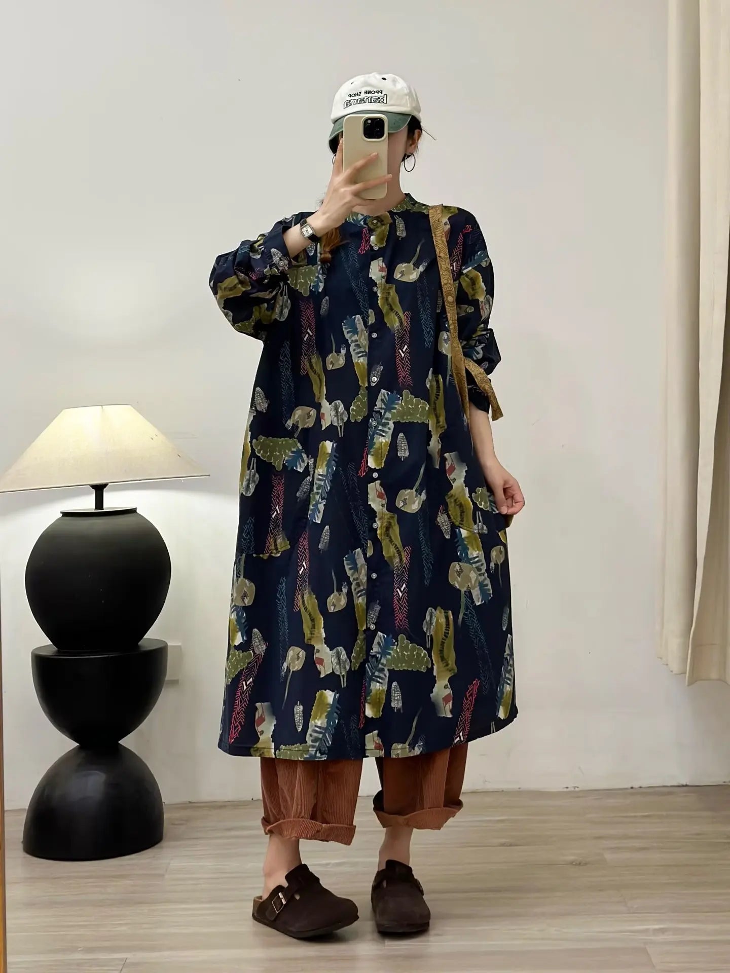 2026 Vintage long shirt dress for women spring harajuku fashion pink blue print shirt dress 100% cotton single-breasted dress