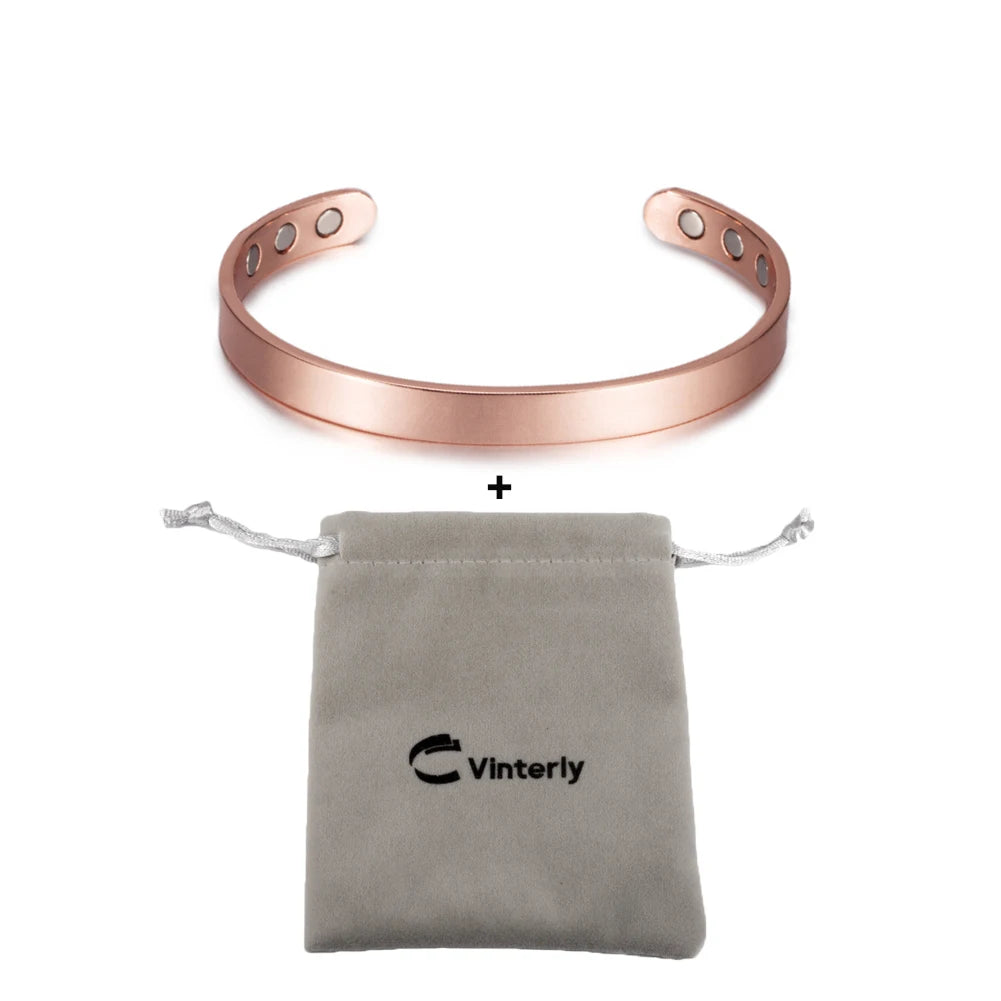 Pure Copper Bracelets for Women Arthritis Pain Relief Adjustable Magnetic Bangles Benefits Healing Energy Minimalist Jewelry