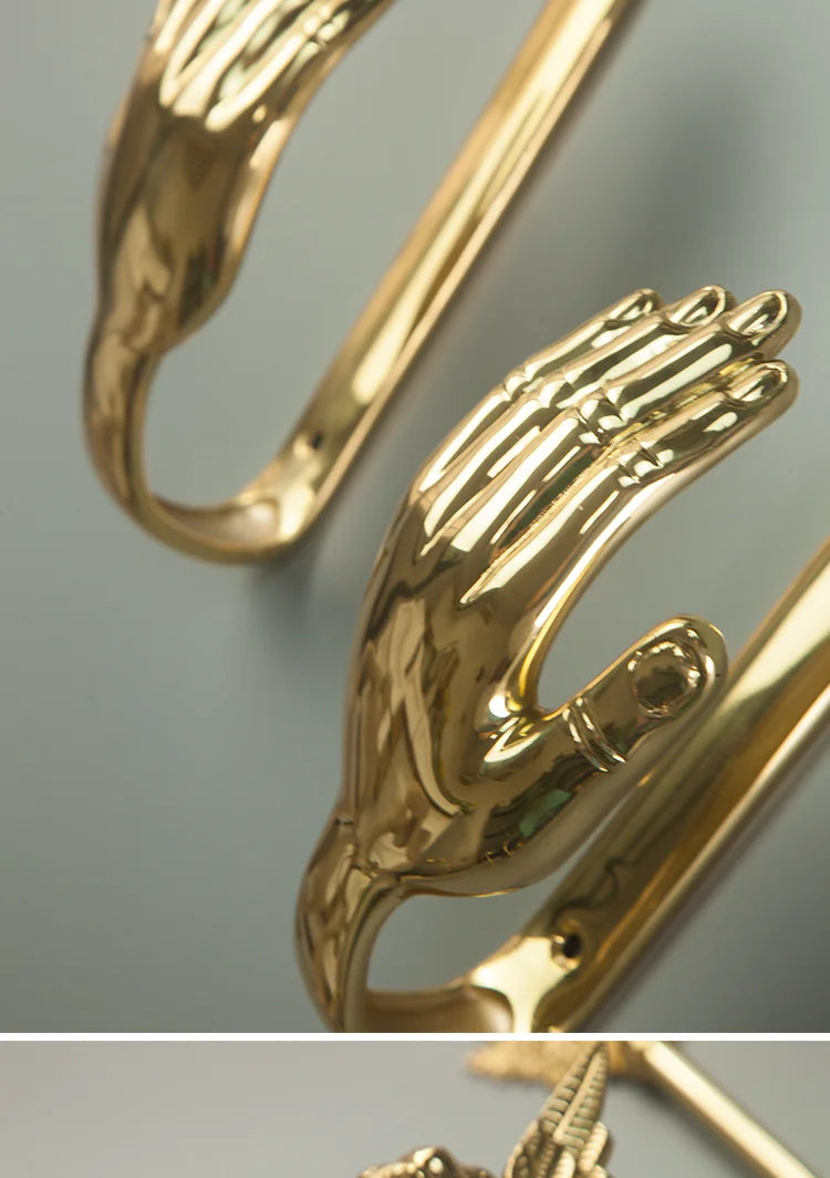 Luxury Brass Curtain Hook Retro Gold Wall Mounted Hanger for Bedroom Living Room Entryway Decor Elegant Hardware Accessories