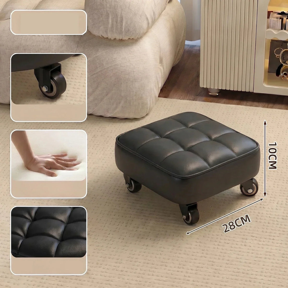 Household Wheeled Low Stools Floor-cleaning Chairs Wheeled Seam Sealing Stools Rotating Nail and Pedicure Round Stools