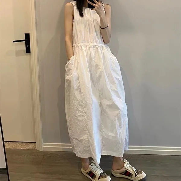Casual Summer New Dstring Waist Thin Svel Vest Dr Women's  Design High-End Feeling Skirt Ci Walk Single Piece