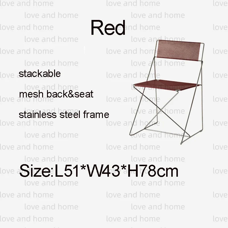 Nordic Stackable Dining Chair Chromed Stainless Steel Steelwire Wire Mesh Panel Minimalism Style Robust Construction Denmark