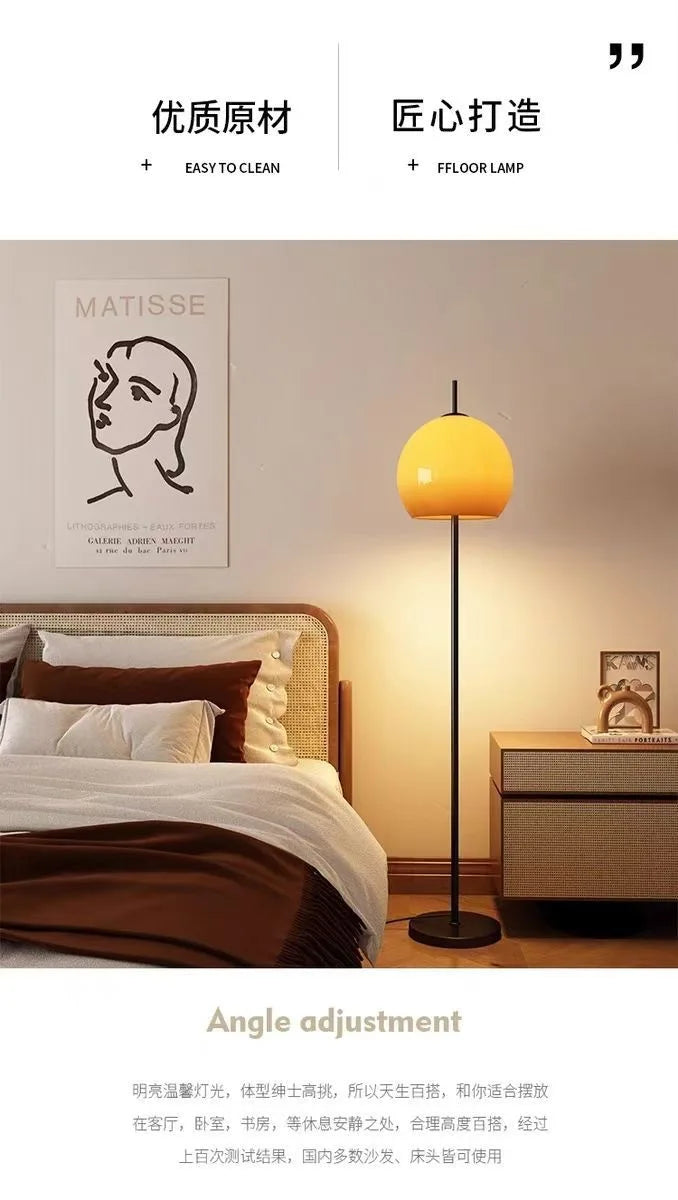 Floor Lamp Design Sense Retro Living Room Bedroom Study Glass Creative French Cream Atmosphere Vertical Table Lamp