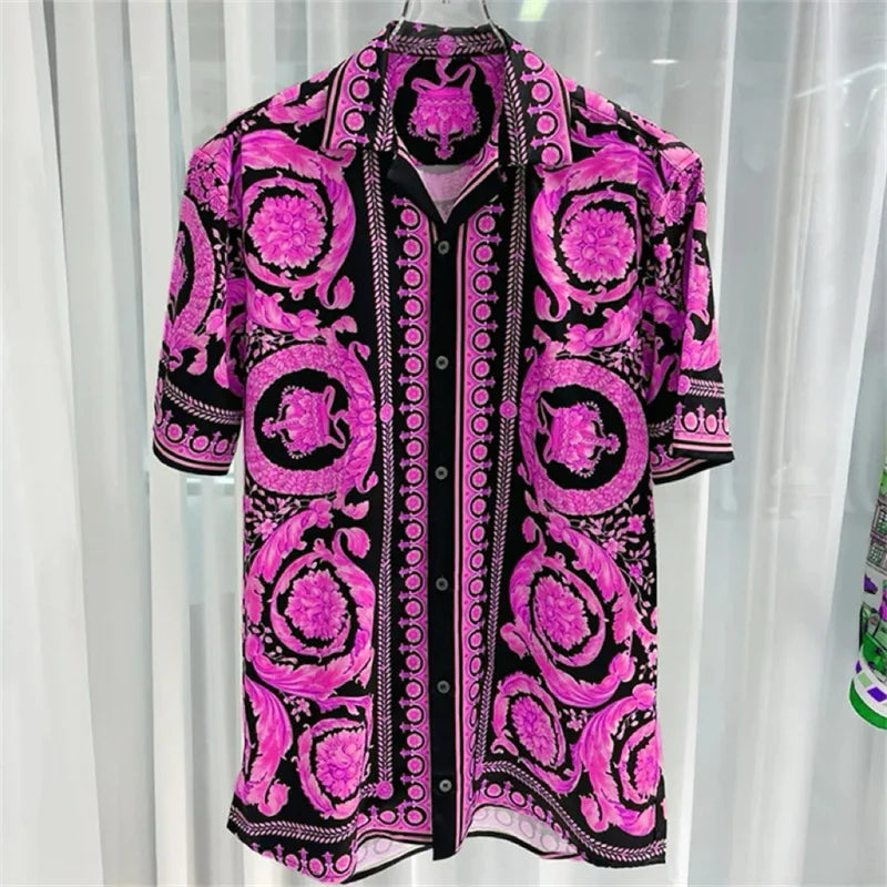 2025 Spring and Summer New Fashion Digital Printing Men's Short Sleeve Shirt High Quality Comfortable Lightweight Fabric