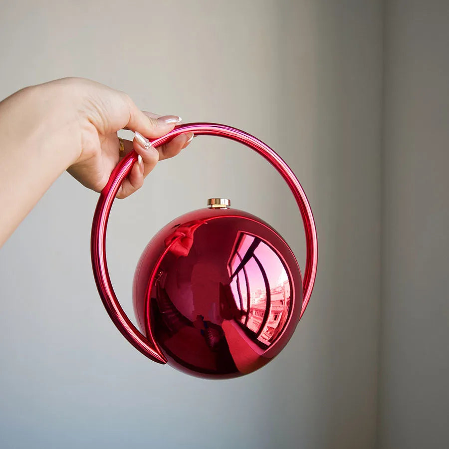 Fashion Marble Pattern Acrylic Round Evening Bag for Women Luxury Designer Metal Handle Lady Handbags Elegant Party Purses 2025