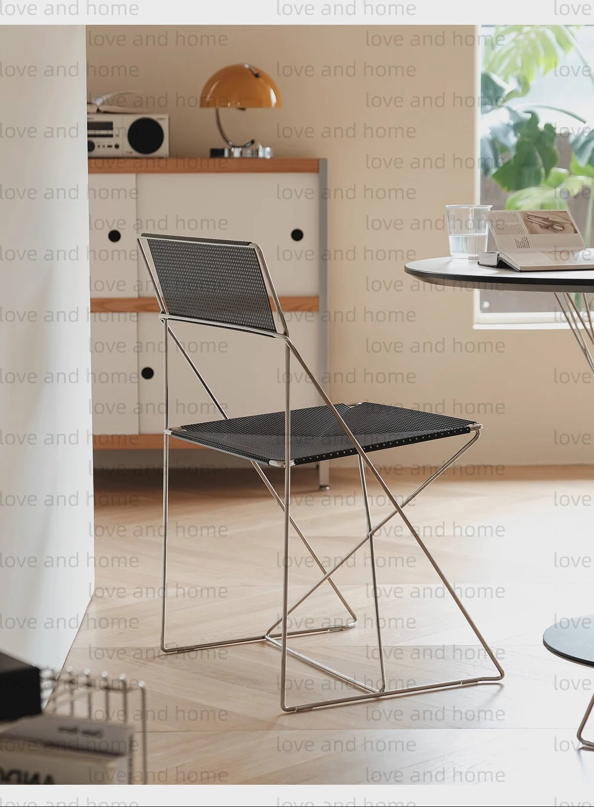 Nordic Stackable Dining Chair Chromed Stainless Steel Steelwire Wire Mesh Panel Minimalism Style Robust Construction Denmark