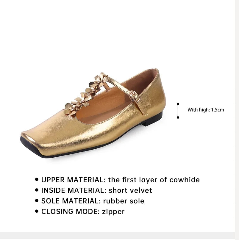 Ods Lolita Shoes 3cm Heels Square Toe Lace-Up Classic Style Sandals Ladies Slip On Shallow Mouth 2025 Mary Jane 5cm Gold Retro