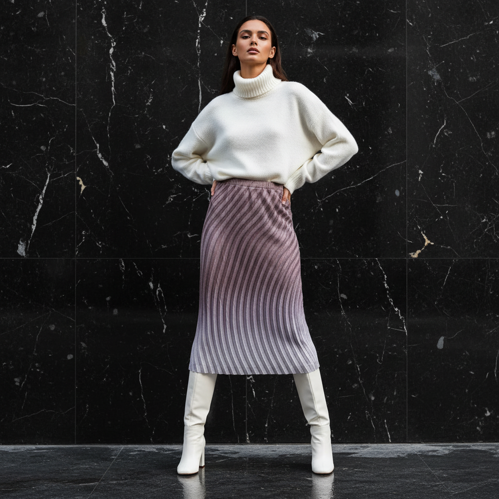 Miyake Pleated Gradient Half Skirt 2025 Summer New Fish Scale Pleats Elegant Temperament High Waist Half Skirt