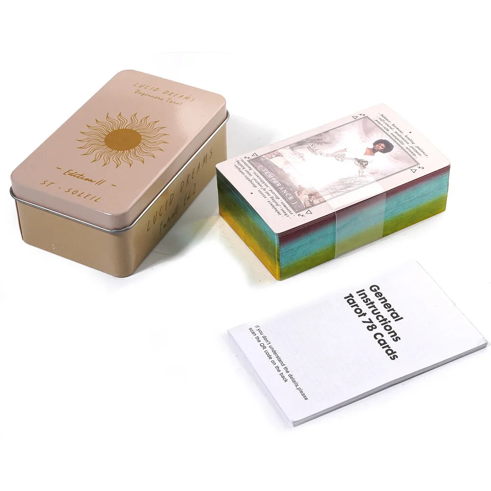 10.3*6cm Lucid Dreams Beginners Tarot In A Tin Metal Box Tarot Deck with PDF GuideBook Divination Cards