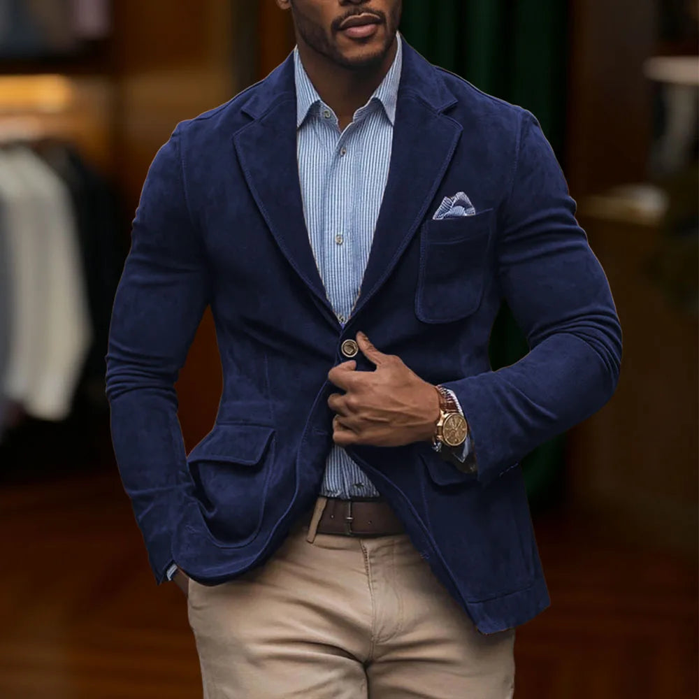 chamois leather Man Blazers Single breasted Suit Jacket Men's Outdoor Casual Sports Slim fit Coat Brown men's top