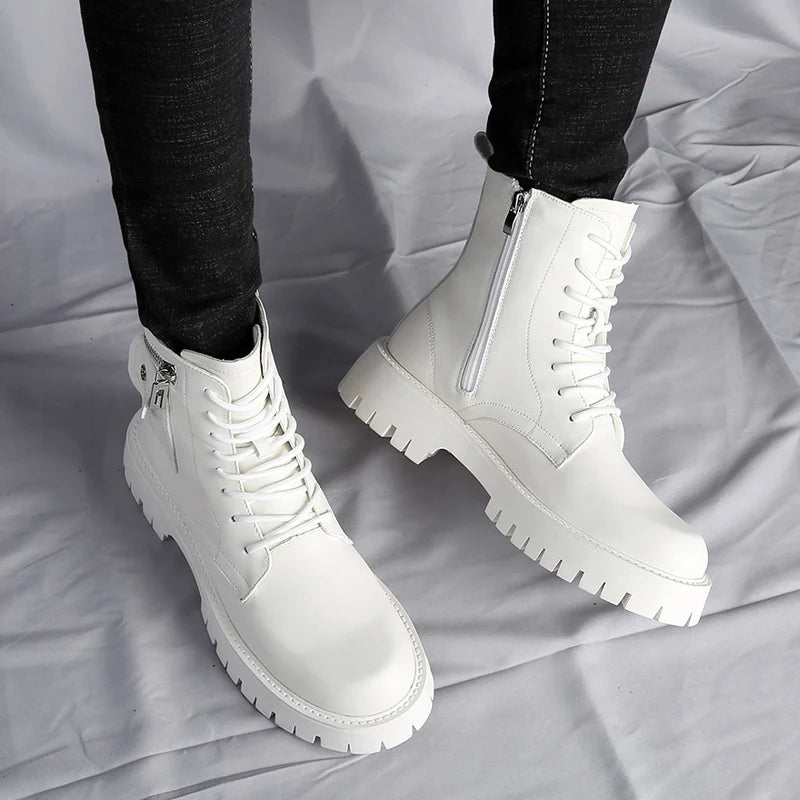 Men's English Style Thick Sole Design Men Boots Luxury High End Top Layer Leather Brand Famous Chelsea High Quality Casual Boots