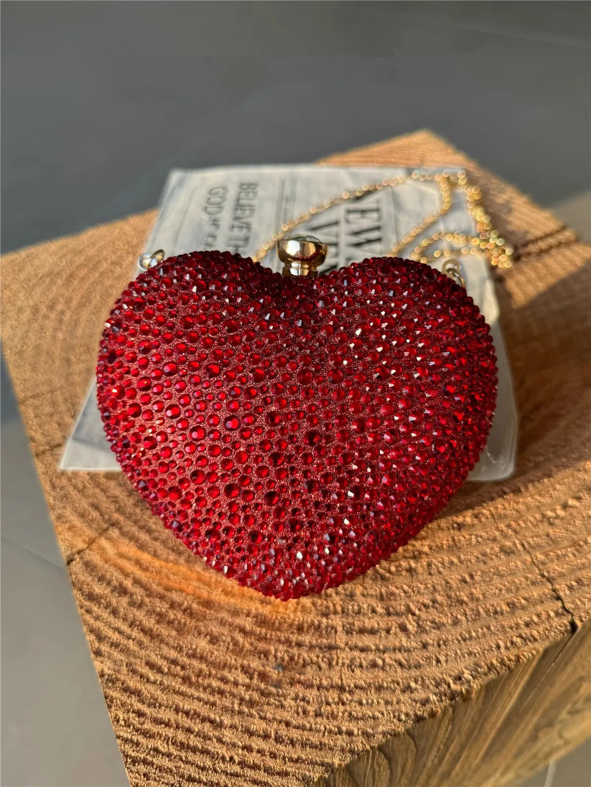Luxury Diamond Inlay Heart Shape Crystal Clutch Purse Stones Evening Wedding Party Shoulder Bags Handle Rhinestone Mini Handbags