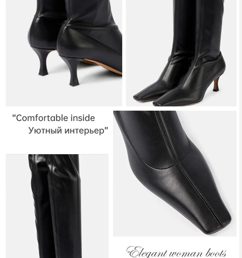 Ods Luxury Brand Black High Boots Women Heels Over the Knee Boot Sexy Zipper Nightclub Ladies Long Latex Shoes Big Size4143 4546