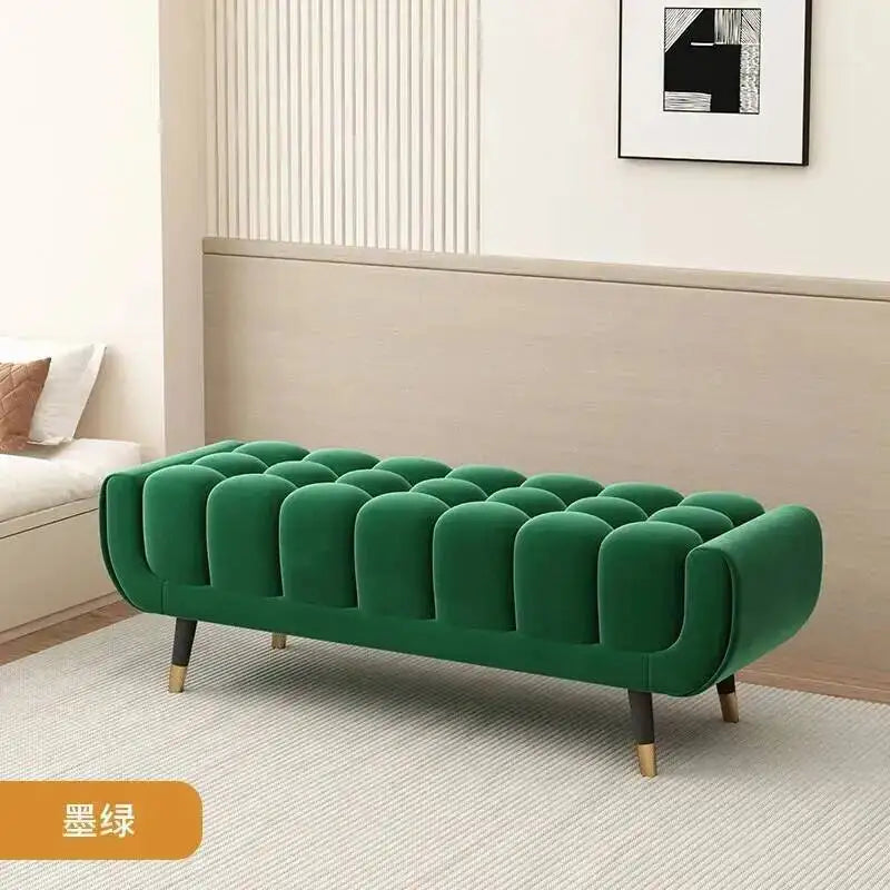 Living Legs  Luxury Entryway Tapered Velvet Bedroom Tufted Bench for Bench Room Upholstered Plump Cushion