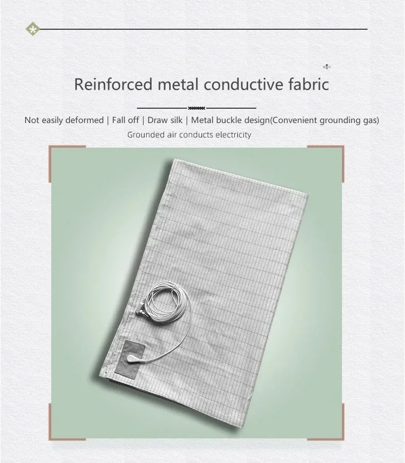 Soft and Conductive Grounding Bed Sheet AU/UK/EU/US Plug Antistatic Fiber Flat Bedsheet for Better Sleep Natural Health