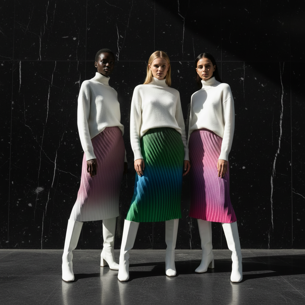 Miyake Pleated Gradient Half Skirt 2025 Summer New Fish Scale Pleats Elegant Temperament High Waist Half Skirt