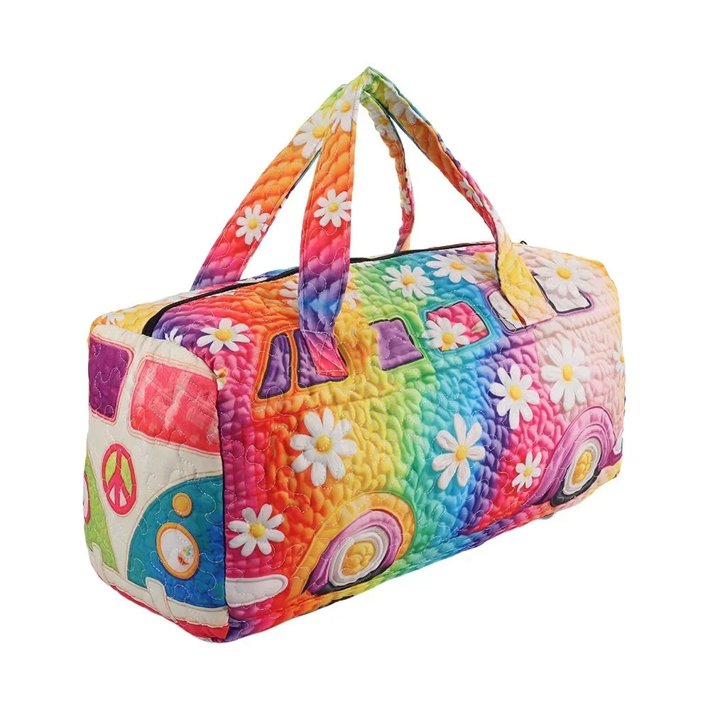 Adjustable Strap Quilted Duffle Bag 3D Quilting Craft Tote Bags Short-distance Handbag Large Capacity Travel Duffel Bag