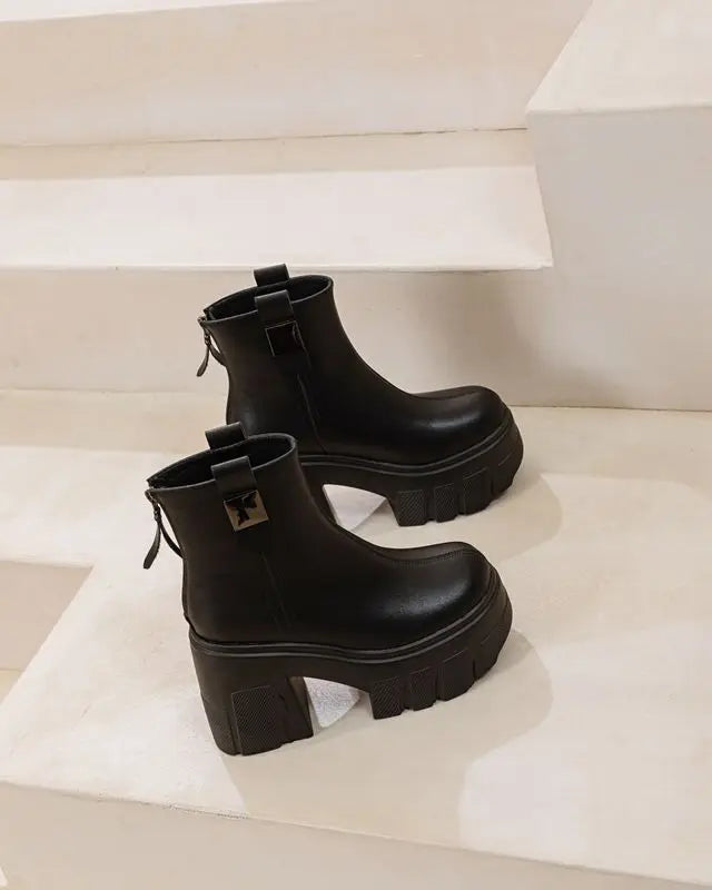 Fujin 11cm New Microfiber Leather Women High Increase Casual Ankle Boots Platform Wedge Pumps Heels White Shoes Winter Shoes