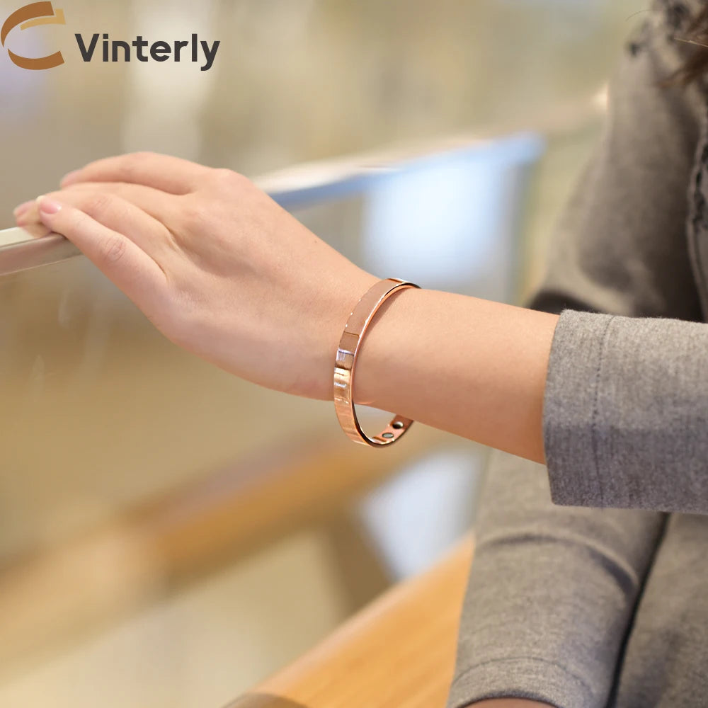 Pure Copper Bracelets for Women Arthritis Pain Relief Adjustable Magnetic Bangles Benefits Healing Energy Minimalist Jewelry