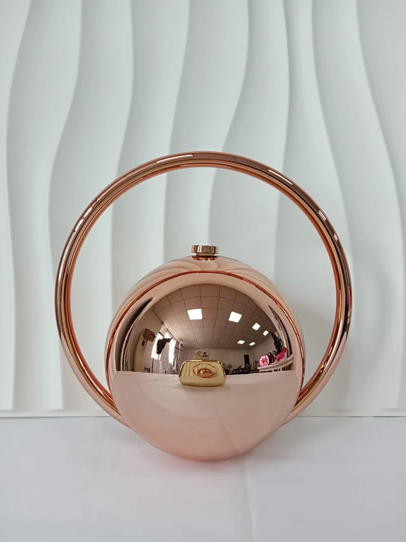  Designer Electroplating Circular Handle Handbag,Sphere Evening Elegant Clutch Purse,Women Fashion Marble Pattern Tote Bag