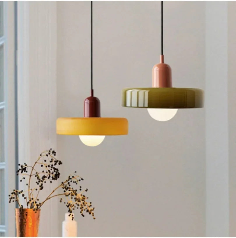 Modern Glass Pendant Lights Kitchen Restaurant Hanging Lamp Ceiling Chandeliers Nordic Decoration Denmark Orange Decor Lighting