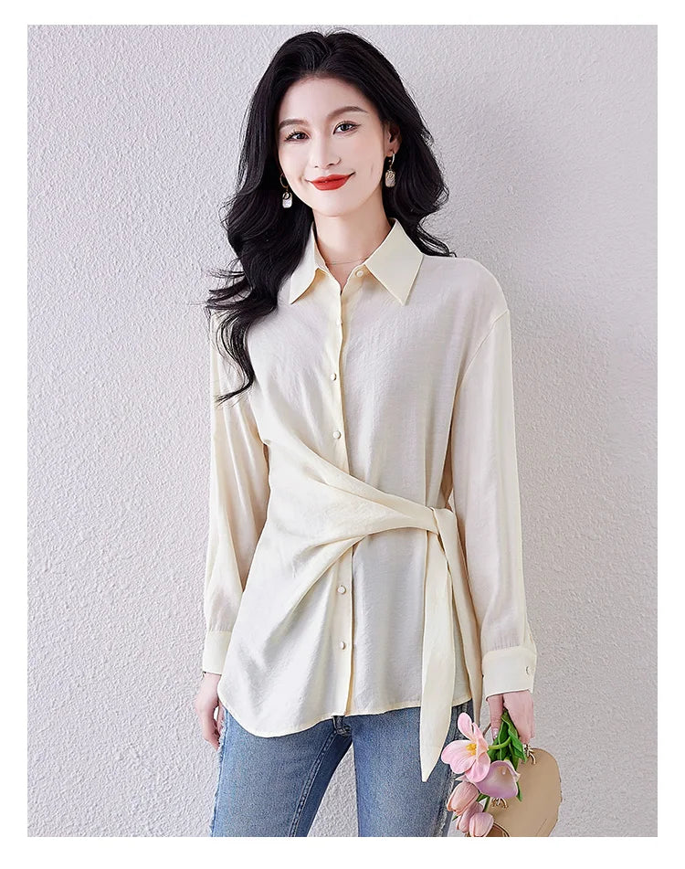 New Spring Women Blouses France style office ladies shirts solid color tops blusa mujer