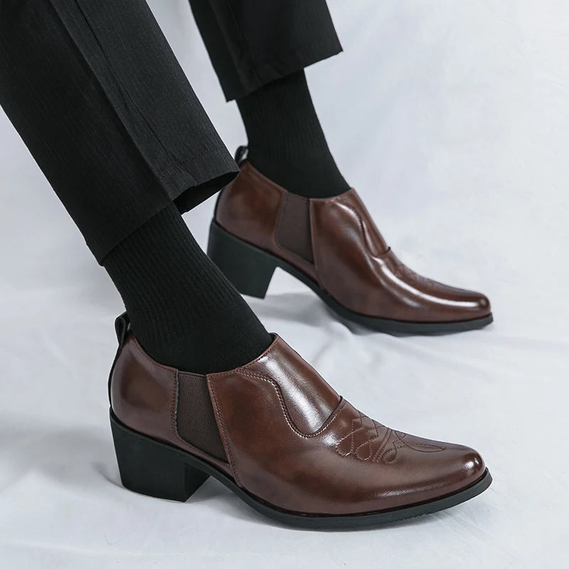 Spring New Men's Height Increased By 6 Centimeters Comfortable Leather Shoes Fashionable Business Attire Groom's Wedding Shoes