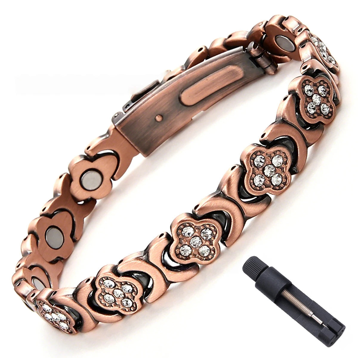 Lucky Grass Purple  Copper Magnetic Bracelet, Ladies' Bracelet; Copper Bracelet; Titanium Steel Jewelry Gift