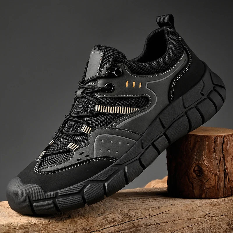 Fashionable Men Comfortable Lace Up Anti-collision Casual Sports Shoes Outdoor Men Breathable Anti Slip Soft Soled Hiking Shoes