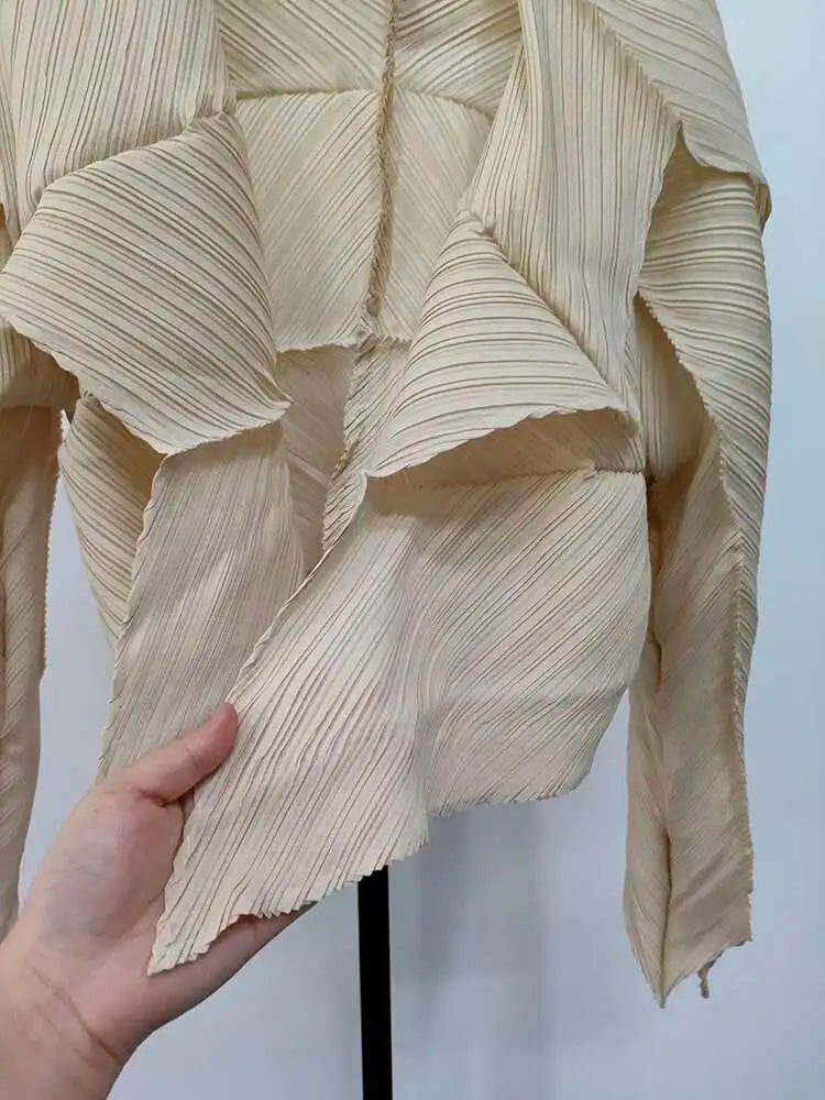 Women Irregular Jacket Coat Laple Open Stitch Short Style Full Sleeve Autumn Summer 2026 New Female Loose Casual 15KB745
