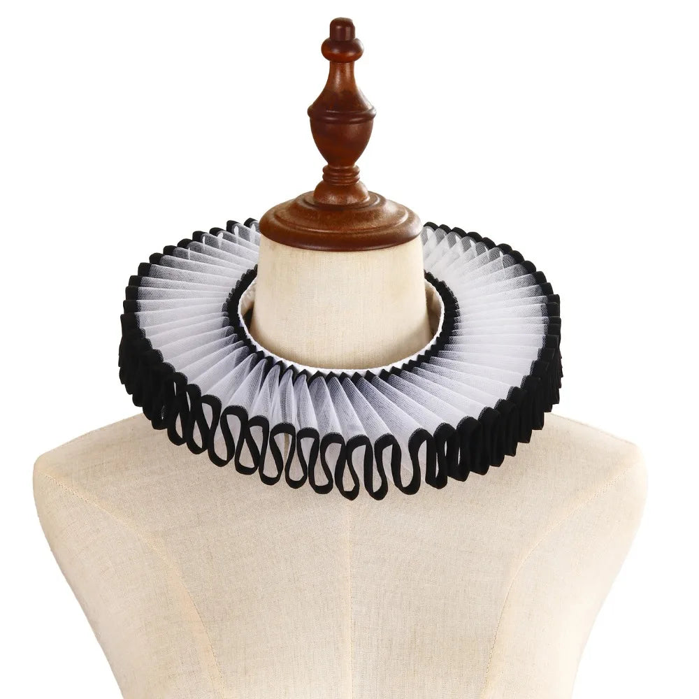 Detachable Shakespeare Neck Ruffled Collar Vintage Elegan Renaissance False Collar Victorian Costume Retro Ruff Collar