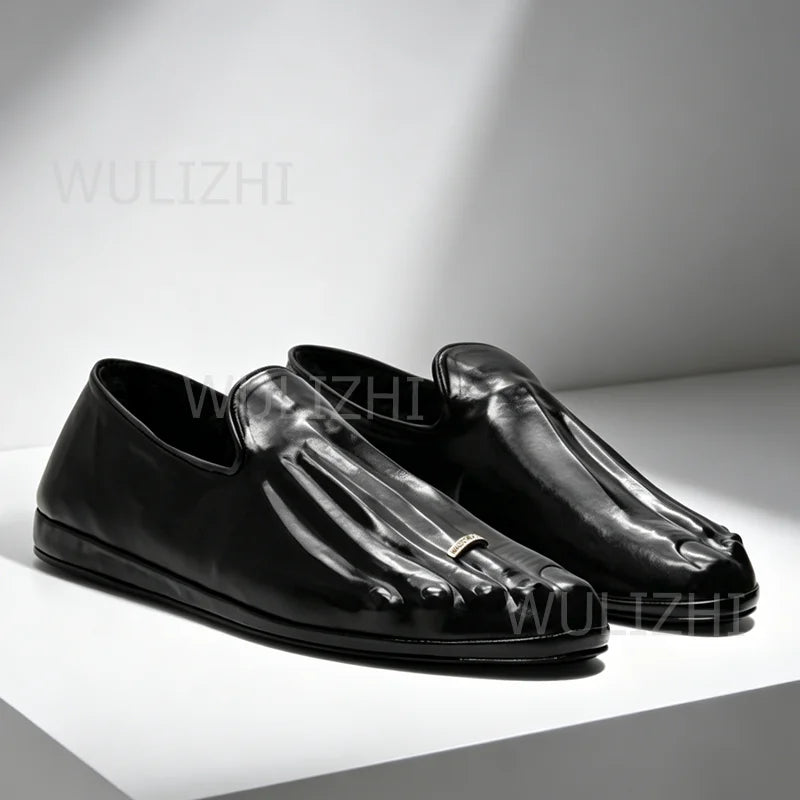 Gold Ring Five Fingers Matte Black Pump Women Sneakers Silver Shiny Leather Flat Sandals Summer Shallow Slippers Sequins Shoes
