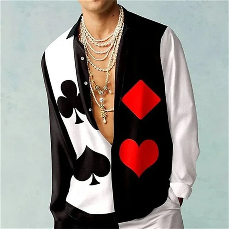 Casual Simple Long Sleeve Shirt Men's Fall Men's Shirt Long Sleeve Men's Ethnic Style Graphic 3d Print Holiday Button Men's Shir