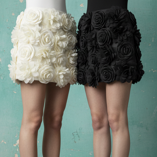 Spring Women Temperament Package Hip Black Three-dimensional Rose Skirt Female Sweet Fashion Y2k A Line Mini Kawaii Skirts