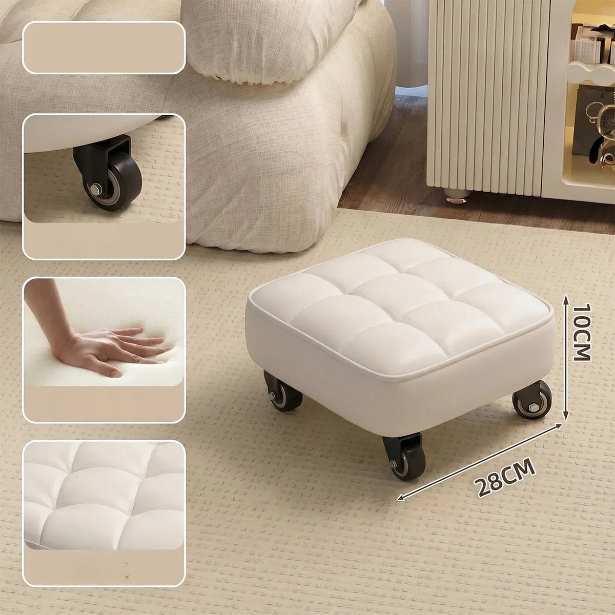 Household Wheeled Low Stools Floor-cleaning Chairs Wheeled Seam Sealing Stools Rotating Nail and Pedicure Round Stools