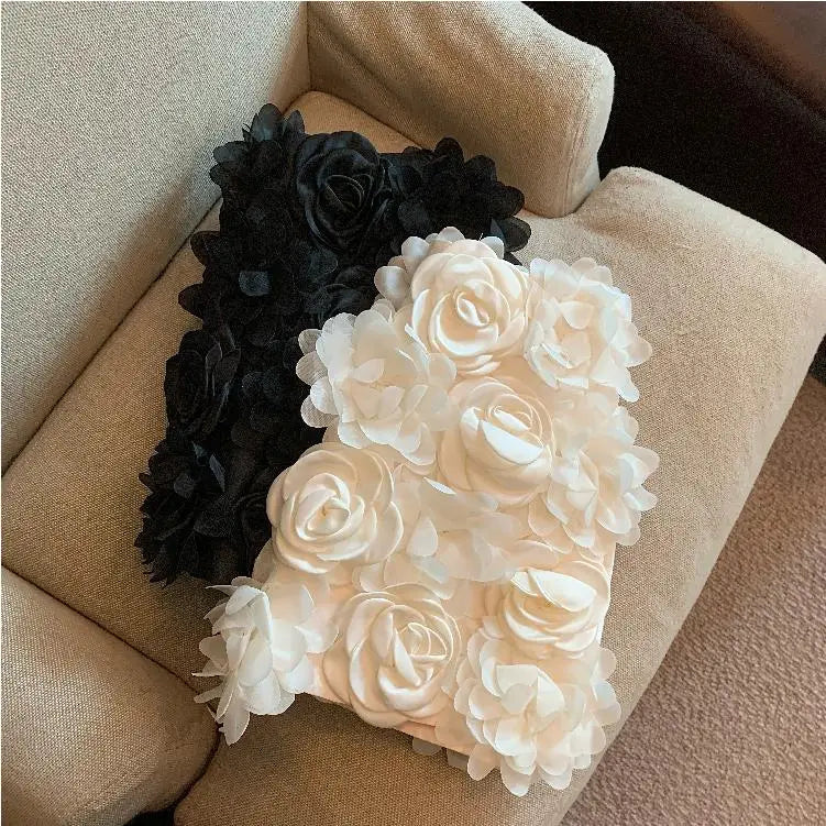 Spring Women Temperament Package Hip Black Three-dimensional Rose Skirt Female Sweet Fashion Y2k A Line Mini Kawaii Skirts