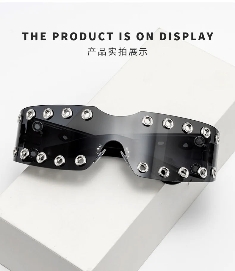 New 2026 Luxury Trendy Diamond Rimless Rhinestone Sunglasses Women Punk Shield Wrap Sun Glasses Vintage One-Piece Shades Goggle