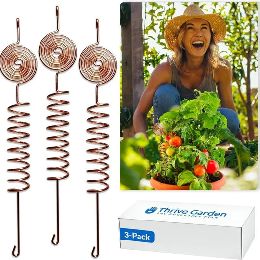 3pcs Vitality Plant Growth Electroculture Plant Stakes Orgone Energy Copper Wire Coil Stakes Plant Support Stakes Indoor Outdoor