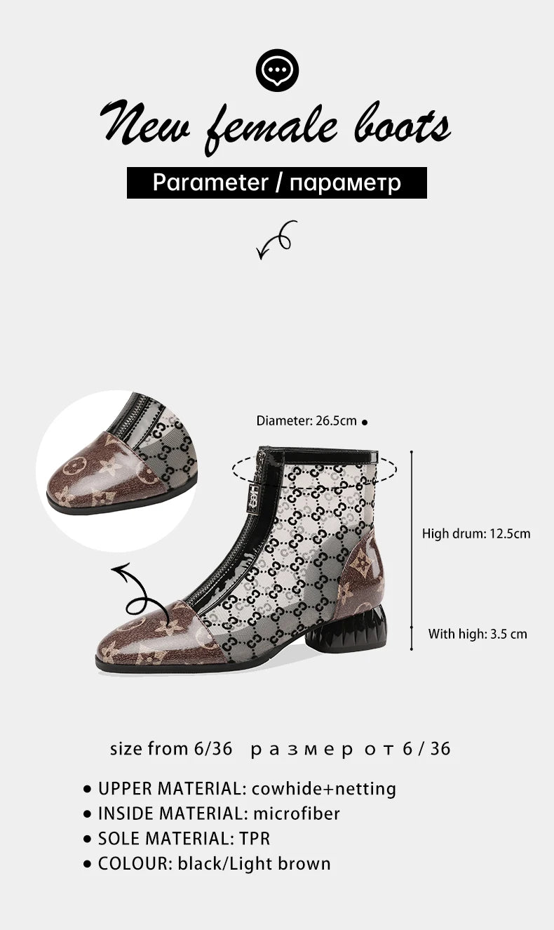 Super Trendy Mesh Boots Hollow Mesh Summer Sandals Pointed Toe Roman Women's Shoes35 to  43