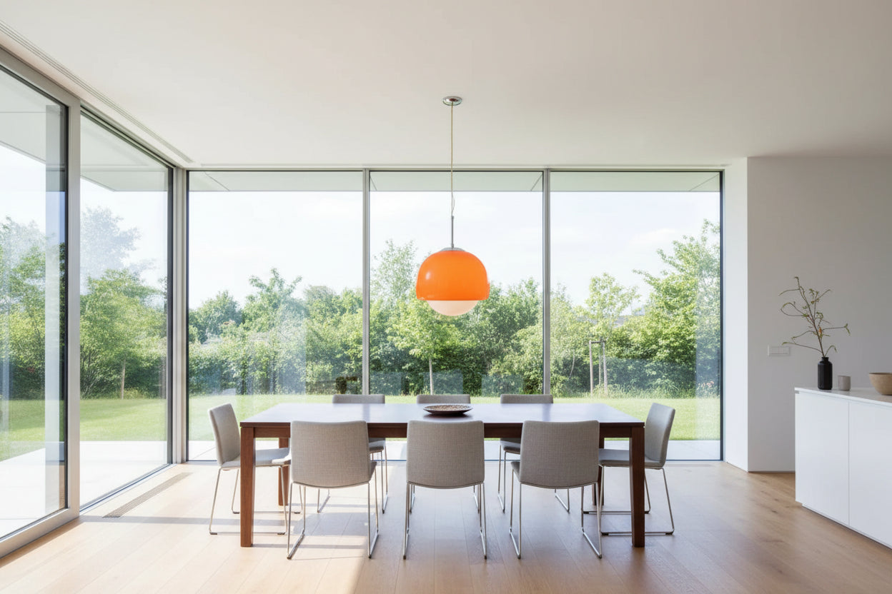 Retro 60s Pendant Lights for Restaurant Cafe Bar, Bedroom, studio, Hotel, living room, office,. Hanging Lamp Ceiling Chandeliers Orange Round Ball Decoration