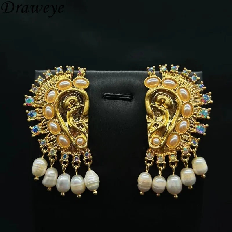 NISHIZAWA Pearls Earrings for Women Tassels Hyperbole Palace Style Vintage Jewelry Fashion Classic Elegant Pendientes Mujer