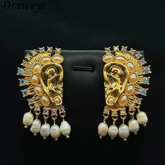 NISHIZAWA Pearls Earrings for Women Tassels Hyperbole Palace Style Vintage Jewelry Fashion Classic Elegant Pendientes Mujer