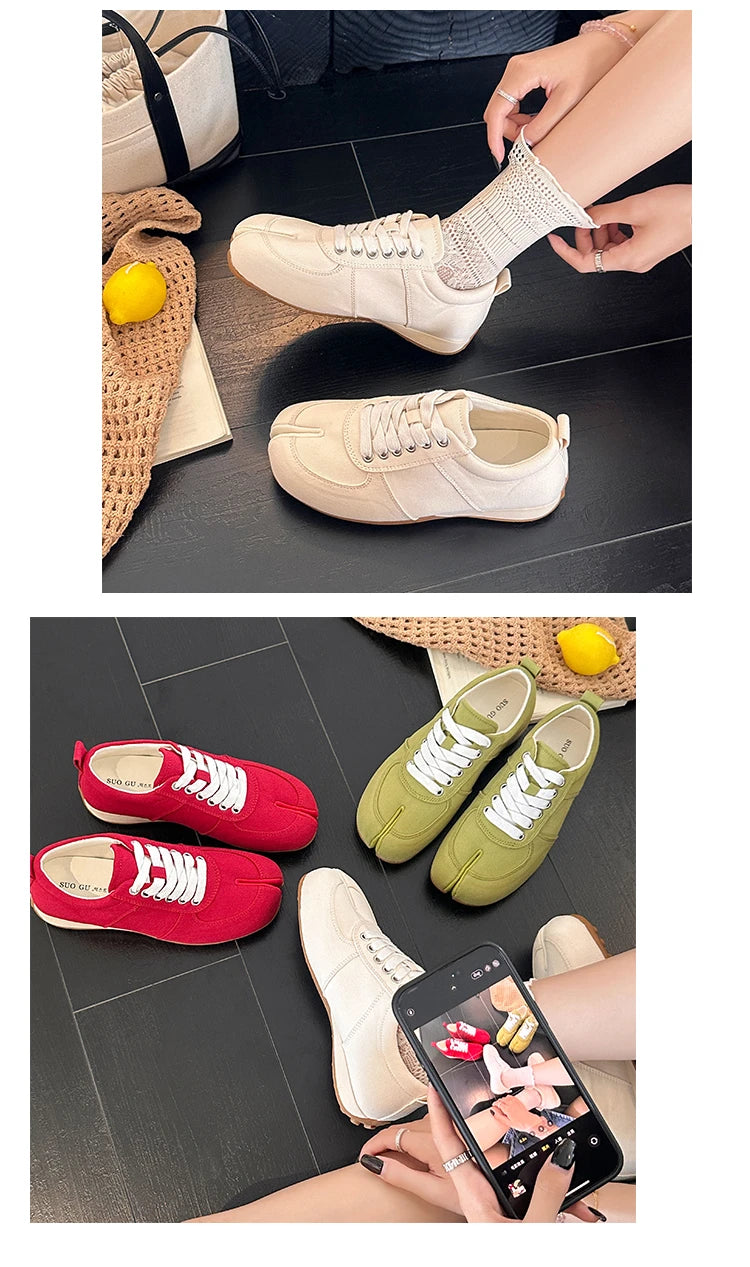 German Training Shoes Women's 2026 Summer Lace Up Forrest Gump Shoes Women's Split Toe Breathable Sports Shoes
