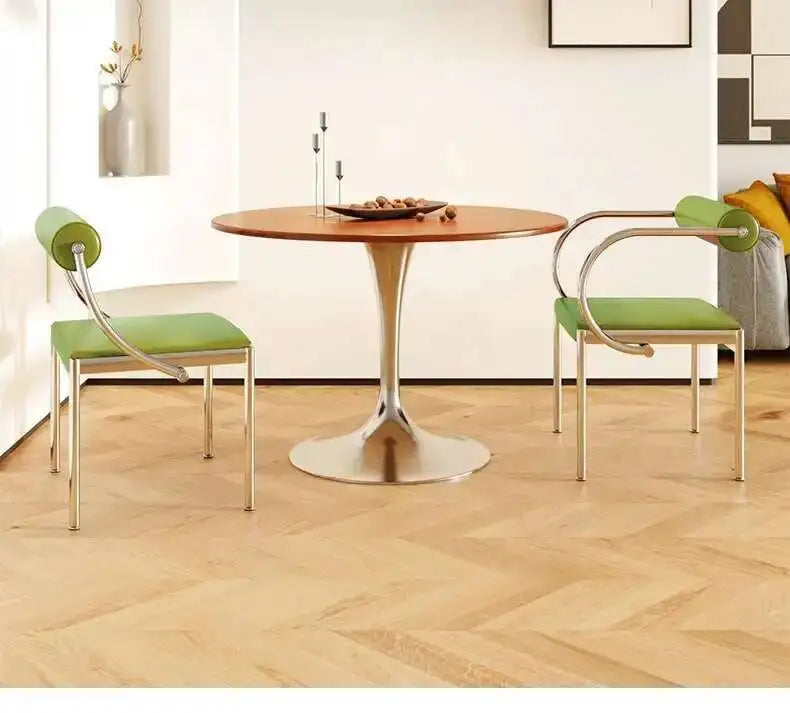 Designer Dining Chair Vintage Style Stainless Steel Study Bedroom Makeup Chair Dresser Furniture